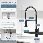GIMILI Glossy Black Touchless Kitchen Faucets with Pull Down Sprayer Single Handle Spring Kitchen Faucet