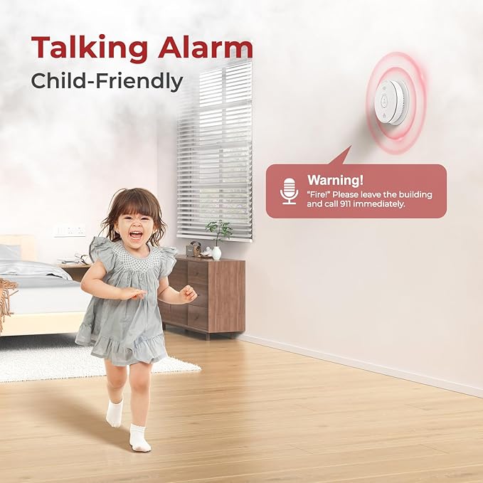 Hardwired Interconnected Smoke and Carbon Monoxide Detector Combo, 2 in 1 Smoke and CO Detector with 2 AA Batteries Back Up, AC Smoke and CO Alarm, Voice Alert, Self-Check, 3 Pack