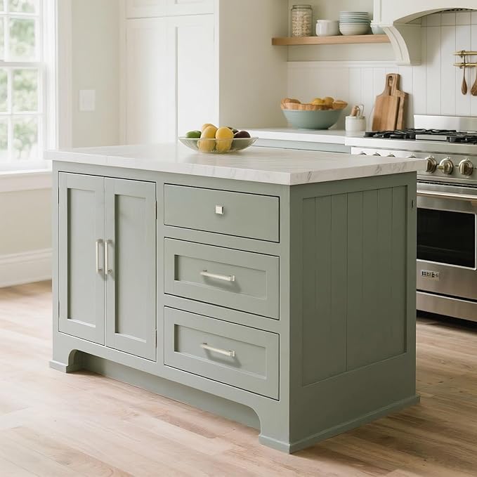 10 Pack 5 Inch(128mm) Hole Center Satin Nickel Modern Cabinet Pulls Kitchen Cabinet Handles Kitchen Cabinet Hardware Timeless Drawer Pulls for Dresser Cupboard Wardrobe, Nickel-B(5x10)