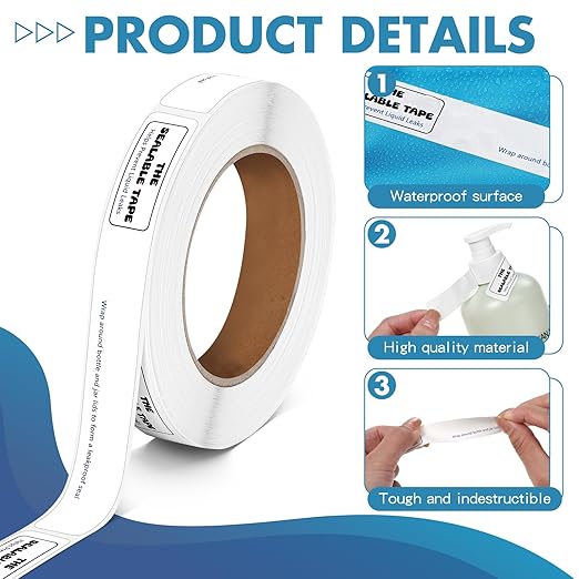 1 Roll Sealable Tape 3/4 x 6 250 Labels Surface Waterproof Stop Liquid Leaks Tapes Wrapping Toiletries, Bottle, Jar Lids to Form Leakproof Seal for Transportation Shipping