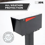 Ilyapa Large Mailbox Post Mount, Corrosion Resistant Powder Coated Black Mailbox, Modern Steel Design Mailboxes for Outside with Recessed Magnetic Close Door
