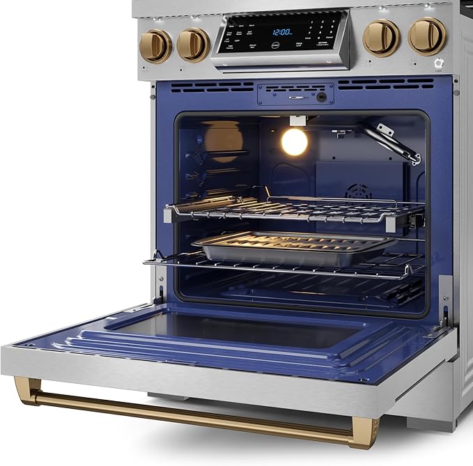 Gordon Ramsay by THOR Kitchen 30 Inch Professional Liquid Propane Range with Tilt Panel Touch Control in Stainless Steel/Bronze