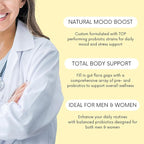 Probiotics 30 Billion CFU - Bifidus Mood Support Supplement w/prebiotics & probiotics for Women and Men - Mood & Digestion Support- Histamine Free - Natural Mood Boost - 60 Days Supply, Non-GMO