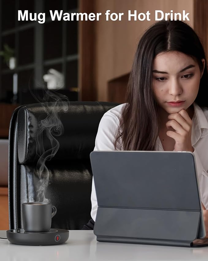 SWEETFULL Coffee Mug Warmer, 36W Electric Coffee Cup Warmer for Desk with 3-Temp Settings Advanced Temperature-Controlled Beverage Warmers Heating Plate for Coffee, Milk, Tea, Candle Wax - Black