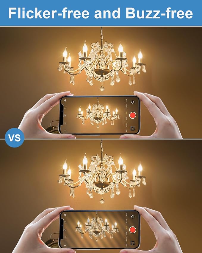 E12 B10 Clear Candle Base Bulb with Warm White 2700K, 40W Candelabra Light Bulbs, 400 Lumen Dimmable, 120V Incandescent Chandelier Light Bulbs for Pendants, Ceiling Fan, Wall Sconces (12-Pack)