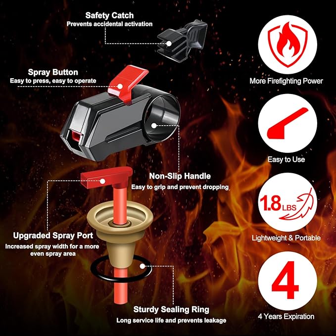 6PCS Fire Extinguisher for Home - Dry Stop Fire Extinguisher Spray, 600g Dry Chemical Fire Extinguisher for Kitchen, Car & Home | Portable, Fights Grease, Electrical & Vehicle Fires