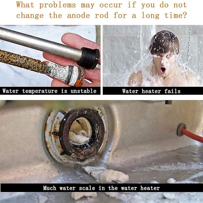 Podoy Magnesium Anode Rod for Hot Water Heater Compatible with Reliance Rheem Richmond GE Tanks Universal 32 Inches x Three Quarter 3/4" NPT Thread, 0.84" Diameter Hex Plug 2