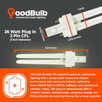 GoodBulb 26 Watt CFL Light Bulbs 2 Pin G24D-3 Base 3000K Warm White 26W High Output 1800 Lumens Double Tube Compact Fluorescent Light Bulbs Plug-in 10 Pack