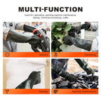 North Tower Heavy Duty Rubber Gloves, Industrial Gloves Waterproof Reusable Protective Work for Cleaning, Dishwashing, Upgraded with Non-Slip Design, Black（18in,2 pair）