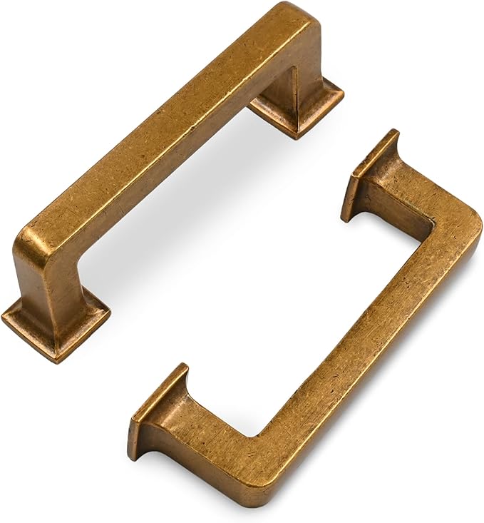 FILTA Cabinet Handles 3 Inch 10 Pack Antique Brass Cabinet Pulls for Kitchen Metal Drawer Pulls Modern Cabient Hardware Cupboard Handles