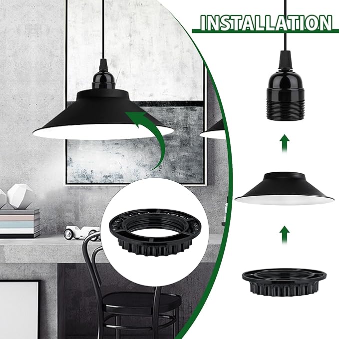 Light Socket Shade Ring,Lamp Shade Collar Rings,Retaining Rings for Light Fixtures Like Hanging Lights,Pendant Lights, Screw Rings for Threaded Medium-Base Sockets