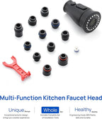 Pull Down Spray Head Replacement for Kitchen Faucet, 3 Modes Kitchen Sink Faucet Sprayer Head Nozzle Spout with 11 Adapters, Matte Black