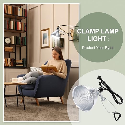 Macarrie 8 Pack Clamp Lamp Light with Aluminum Reflector, 6ft SPT-2 18awg Cord and Adjustable Stand Fixture, up to 150 Watt, E26 Socket, No Bulb(5.5 Inch)