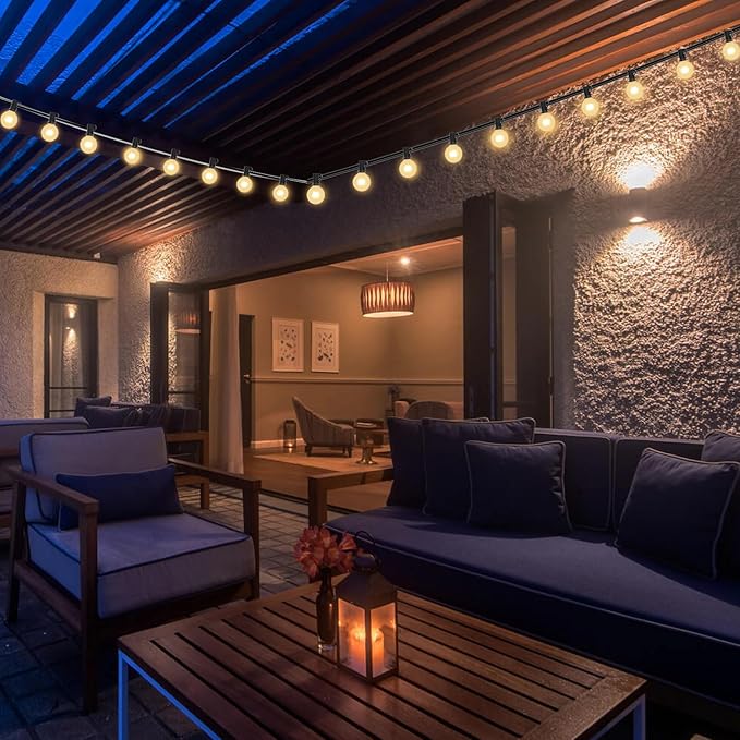 25 Pack G40 Frosted Replacement Bulbs, 5W Globe Light Bulbs Fits E12 Candelabra Base, Glass Incandescent Bulbs for Outdoor Patio String Lights, 2200K Warm White