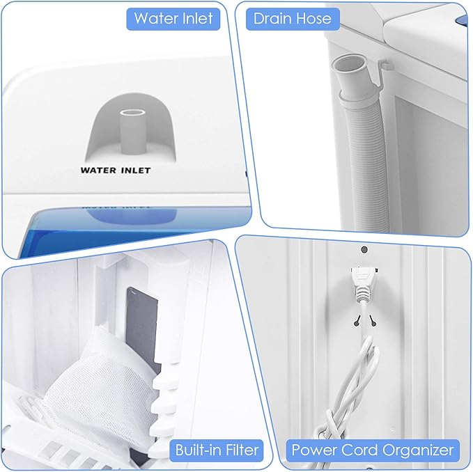 ARLIME Portable Washing Machine, 20lbs Mini Twin Tub Washing Machine w/Drain Pump, Semi Automatic 12lbs Compact Washer & 8lbs Sipnner, Portable Washer Dryer Combo for Apartments Dorms RV Camping