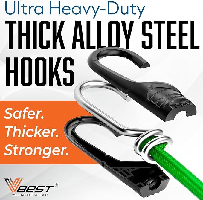 Bungee Cords with Hooks - Heavy Duty Outdoor UV & Weather Resistant 28pc Assortment with 4 Free Tarp Clips, Ball bungees, Canopy Ties & Storage Bag