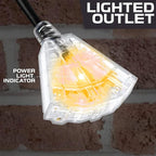 Iron Forge Cable 10 Gauge 10ft Lighted Outdoor Heavy Duty Extension Cord with 3 Outlets - 15 Amp 10/3 SJTW Black Extension Cord with Multiple Outlets