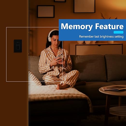 LIDER Dimmer Paddle Switch for Dimmable 300W LED/CFL Lights, 1-Pole or 3-Way, 120 V, Modern Upgrade, UL Listed, Wall Plate Included, Black