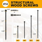 #14 x 4 Wood Structural Screws 50 Pack Hex Head Lag Screws, Rust Resistant Timber Screws for Timber/Log/Landscaping Wood (Black)