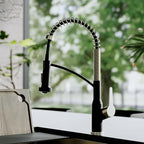 Karran Scottsdale Single-Handle Pull-Down Sprayer Commercial Style Kitchen Faucet in Matte Black/Spot-Free Champagne Bronze