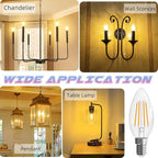 E12 Candelabra Bulb 2700K Soft White, 6W Equivalent to 60 watt, E12 LED Bulb Non-Dimmable, Chandelier Light Bulbs, B10 Candle Light Bulbs, 90+CRI, 600LM, Cear Glass, 12 Pack