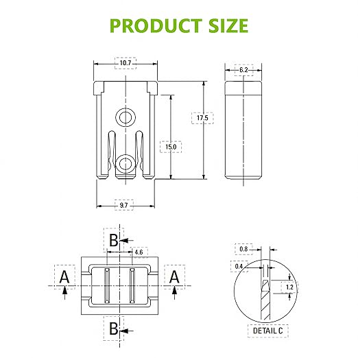 15A 32V Mini Slotted Automotive MCASE Shaped Cartridge Fuse Kit(Pack of 6pcs,15A)