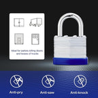 Lock Outdoor Padlocks, Laminated keyed Padlock, 1-9/16 in Wide Body, Padlock Set with Keys (2Pack)