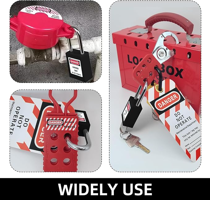 Lockout Tagout Locks Set-5pcs Black Keyed Different Locks, 2 Keys Per Lock, OSHA Compliant Safety Padlocks for Electrical Lockout Tag Out Kit