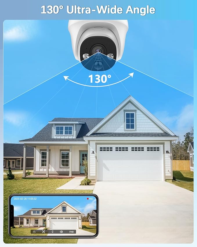 【130° Wide-Angle & 90 Days Storage】 Wired Dome Security Camera System, Home Video Surveillance Camera Systems, Outdoor/Indoor POE IP Cameras