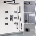 Enga Oil Rubbed Bronze Shower System with Body Jets, 12 Inch Rainfall Shower Wall Mounted Full Body Shower System Contain Rough-in Shower Valve Shower Combo Set