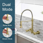 AIMADI Brushed Gold Kitchen Faucet,Wall Mount Faucet 8 Inch Center|2 Handle Commercial Sink Faucet for Modern Kitchens Luxury Style