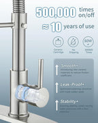 Kitchen Faucet Set, Commercial Kitchen Sink Faucets with Pull Down Sprayer and Soap Dispenser, Stainless Steel Faucets for Kitchen Sinks, Single Handle Spring Faucet with Deck Plate