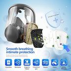 Reusable full Face Cover, Full Face Respirator Mask, Organic Vapor Gas Mask with Activated Carbon Filters Anti-fog Gas Cover Against Dust Fume for Painting, Polishing, Welding, Staining, Cutting