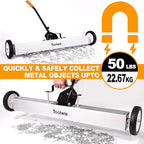 Toolwiz 36'' Magnetic Sweeper with Wheels, 50 Lbs Capacity Rolling Magnetic Floor Sweeper with Telescoping Holder and Quick Release Latch Industrial Heavy Duty Metal Pick Up 18/24/36 Inches