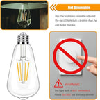 LED Light Bulbs 40 Watt Equivalent, 2700K Soft Warm Light Bulbs, 4W LED ST19 Edison Bulbs, 450LM, E26 Medium Base, High CRI 90+, Not Dimmable, Pack of 12