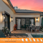 2-Pack Large Outdoor Wall Light, 16" Exterior Lighting Fixtures Wall Mount, 2-Light Waterproof Wall Sconce, Modern Black Outdoor Lamps for Patio, Entryway