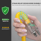 POWGRN 1 FT 2 Pack 12/3 Gauge Extension Cord with Multiple Outlets Outdoor, 3 Outlet Extension Cord Heavy Duty Yellow with Lighted, Tri-Tap Power Cable, 12AWG 15Amp 1875Watts 125Volts SJTW, ETL Listed