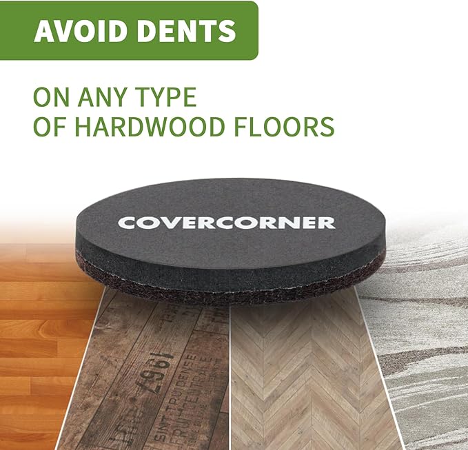 Furniture Sliders for Hardwood Floors 16 PCS - 3 1/2 inch Sliders for Moving Furniture – Felt Furniture Pads for Hardwood Floors Brown