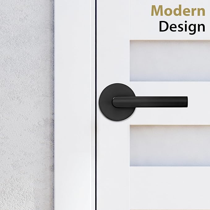 Mega Handles Ronn Passage Lever Door Handle Set for Hallway, Closet and Bathroom, Heavy Duty Door Levers, Fits All Standard Door Sizes, Screws Included - Charcoal (1 Pack)