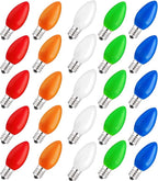C9 Multicolor Christmas Replacement Bulbs 25 Pack - E17 Intermediate Base 7W for Outdoor/Indoor Party & Decor