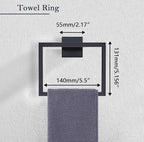 Bathroom Accessories Towel Bar Set: 20 Pieces Matte Black Bathroom Hardware Square SUS304 Stainless Steel - Wall Mounted Towel Rack&Toilet Paper Holder&Towel Ring and Towel Hook