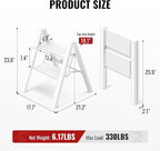 GameGem 2 Step Ladder, Aluminum Folding 2 Step Stool with Anti-Slip Sturdy and Wide Pedal, Lightweight Portable Stepladder for Home and Kitchen Use Space Saving, Cream White, 330 lbs