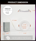 CLOUDY BAY [6 Pack] 4 Inch Smart LED Recessed Ceiling Light with RGB Back Light,Hub Included,10W 2700K-6500K,2W Color Changing Ultra-Thin Recessed Lighting, Baffle Trim Wafer Downlight, Hub Included