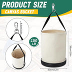 1 Pack Utility Canvas Tool Bucket 15" x 12" All Purpose Canvas Bucket Bag, Truck Tool Organizer with Plastic Bottom Metal Hook for Store Work Accessory, Load Capacity up to 150 Lbs (White)