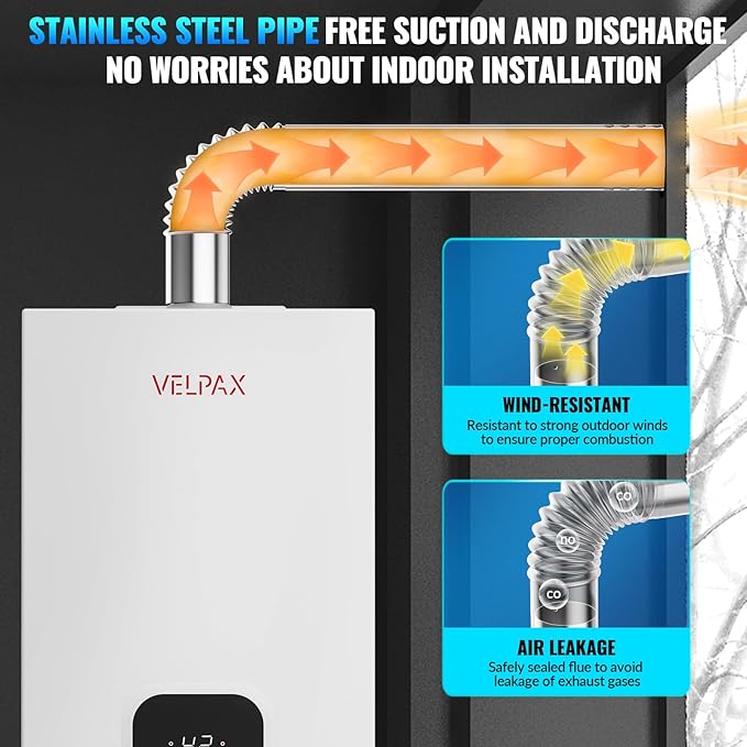 Propane Tankless Water Heater, 4.21GPM 16L Indoor,Constant propane water heater,Instant Hot Propane Gas Water Heater with Fahrenheit Digital Display,Multi-Protection