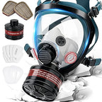 Full Face Gas Mask Respirator, Gas Masks Survival Nuclear and Chemical with 40mm Activated Carbon Filter & 6001 Filters, Respirator Mask for for Organic Vapor, Chemicals, Paint, Dust, Particles