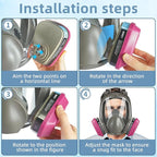 Full Face Respirator, Full Face Respirator with Filters, Reusable Paint Protection Mask, for Agriculture, Construction, Sawing and Welding