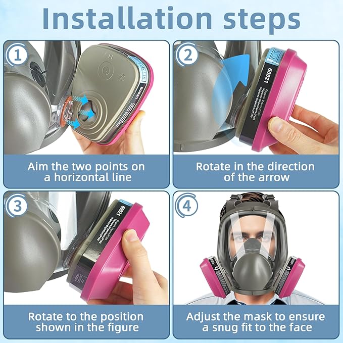 Full Face Respirator, Full Face Respirator with Filters, Reusable Paint Protection Mask, for Agriculture, Construction, Sawing and Welding