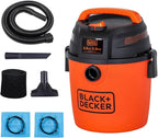 BLACK+DECKER Shop Vacuum, Wet/Dry Mini Shop Vac with Accessories, 2.5 Gallon, 3 Peak HP, Small Vacuum for Garage, Home & Pets, 80 CFM, BDXV18134PA