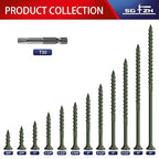 #14 x 6 Inch Deck Screws (250Pcs) 10lb. Carbon Steel, Green, Flat Head, Rust Resistant epoxy Coated, with T30 Star Bit